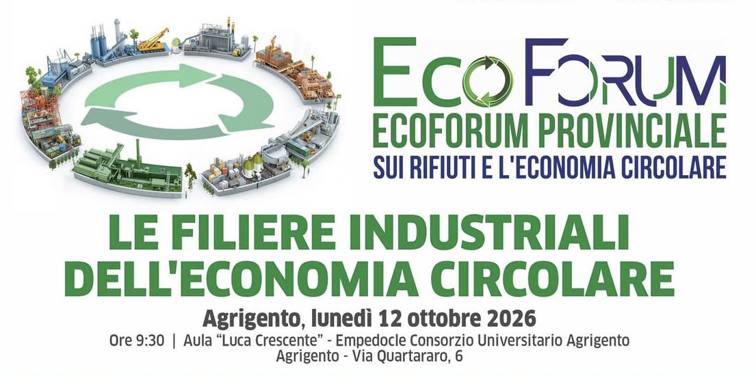 Agrigento, lunedì l’Ecoforum su rifiuti ed economia circolare Agrigento, lunedì l’Ecoforum su rifiuti ed economia circolare